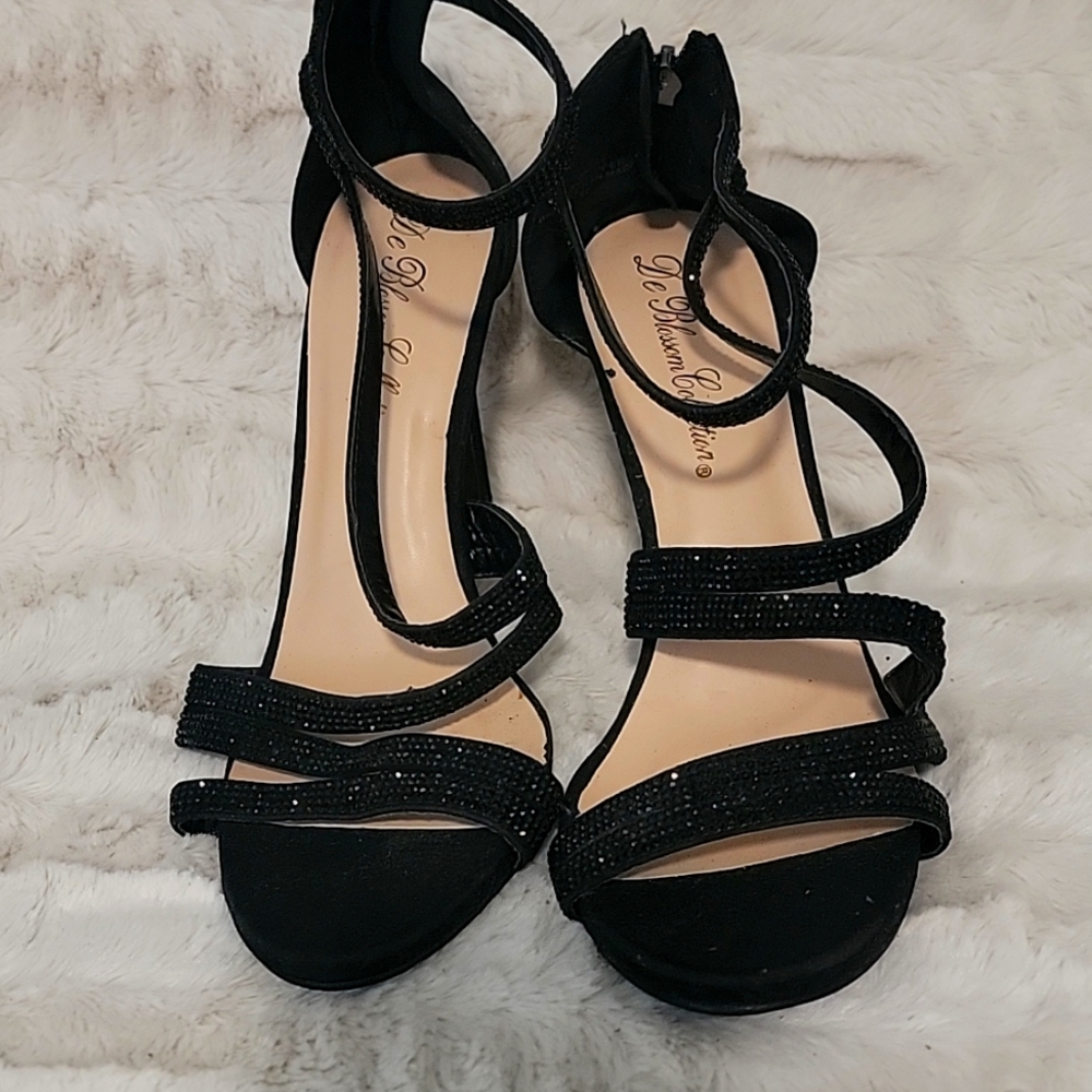 Strappy black heels